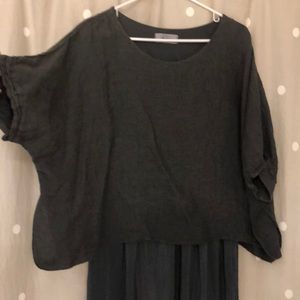 Tina Stephens gray linen and silk shirt - one size fits most, made in Italy